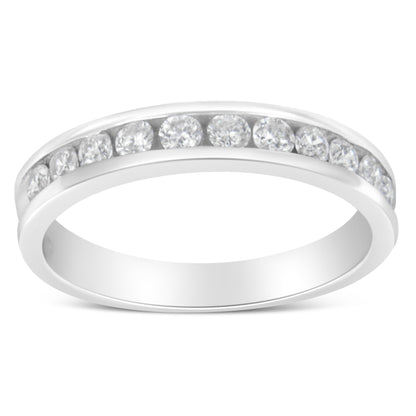 IGI Certified 1/2 Cttw Round Brilliant Cut Diamond 18K White Gold Channel Set Eternity Style Wedding Band Ring (H-I Color, I1-I2 Clarity) - Size 7 Bids.com