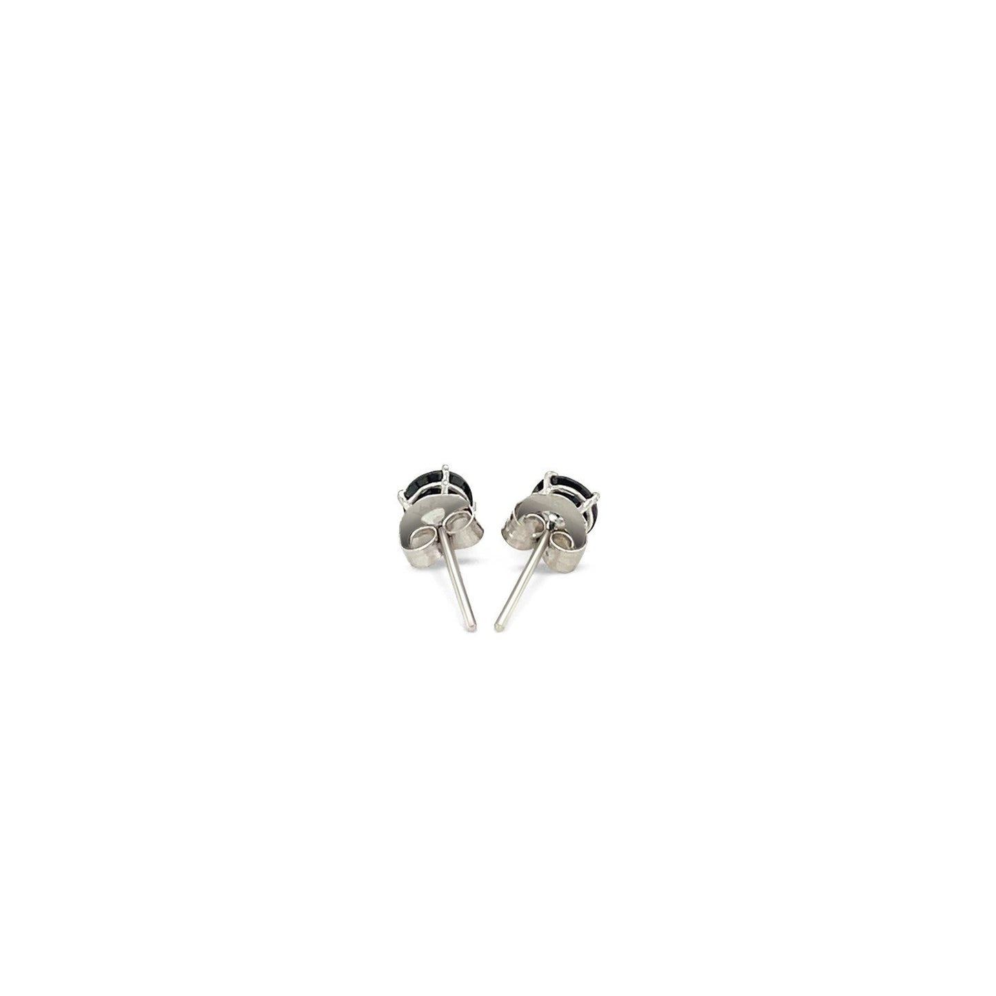 14k White Gold Stud Earrings with Black 4mm Cubic Zirconia Bids.com