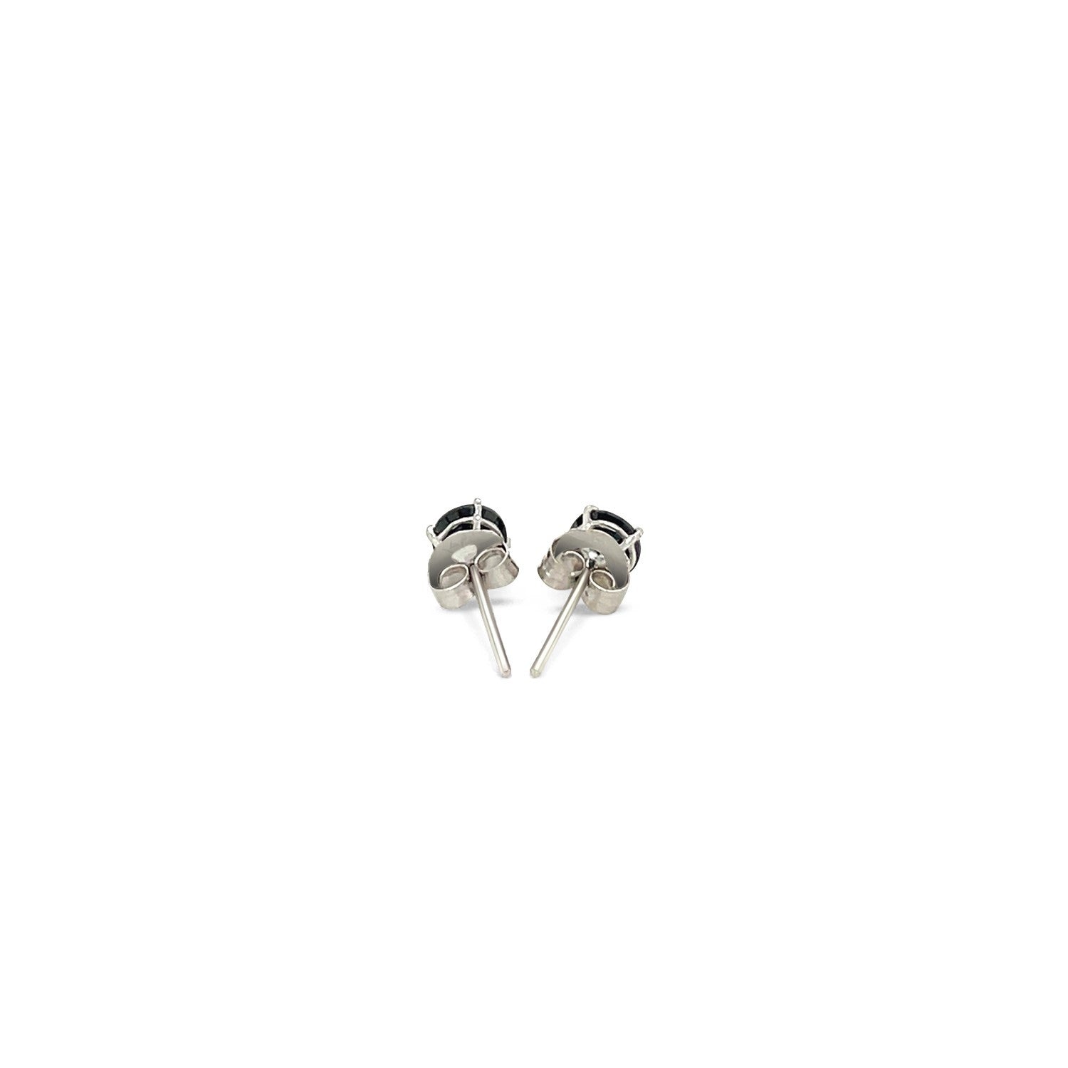 14k White Gold Stud Earrings with Black 4mm Cubic Zirconia Bids.com