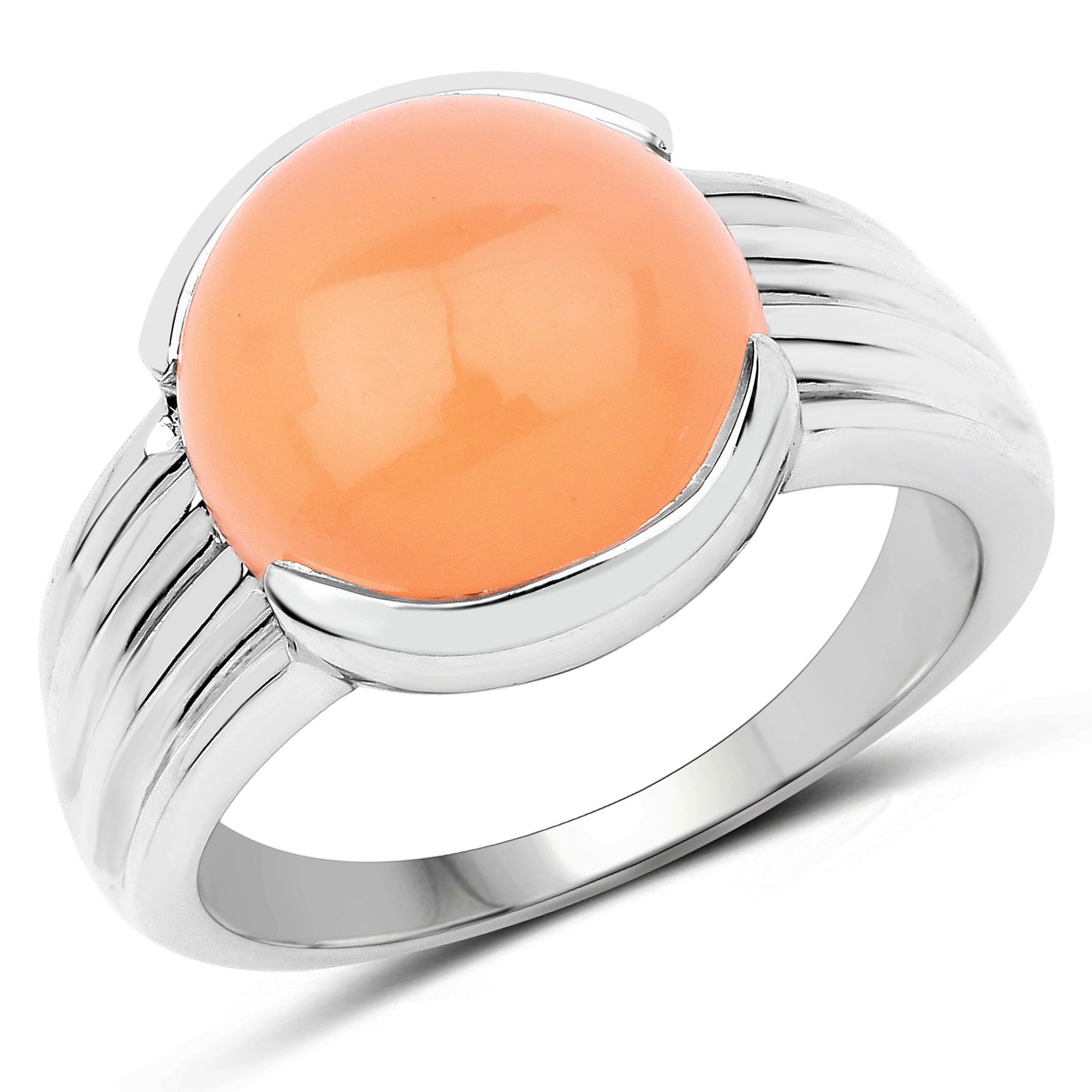 6.00 Carat Genuine Peach Moonstone .925 Sterling Silver Ring Bids.com