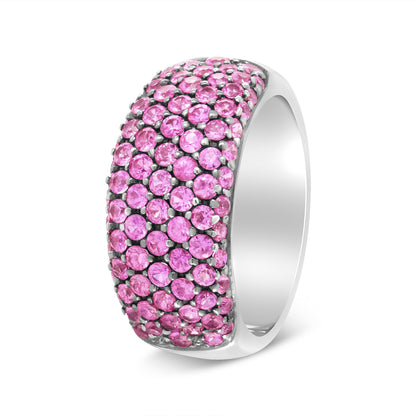 18K White Gold and Black Rhodium Multi Row Pink Sapphire Classic Band Ring - Ring Size 6.5 Bids.com