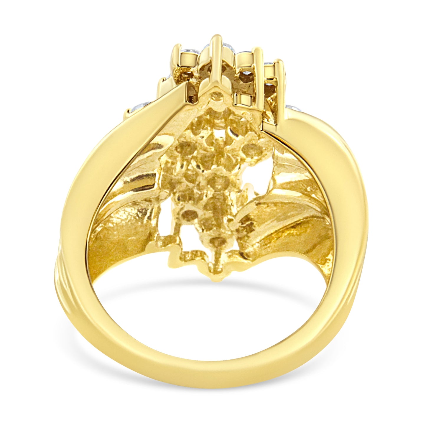 10K Yellow Gold Plated .925 Sterling Silver Diamond Cocktail Ring (1 1/2 Cttw, J-K Color, I1-I2 Clarity) - Size 7 Bids.com