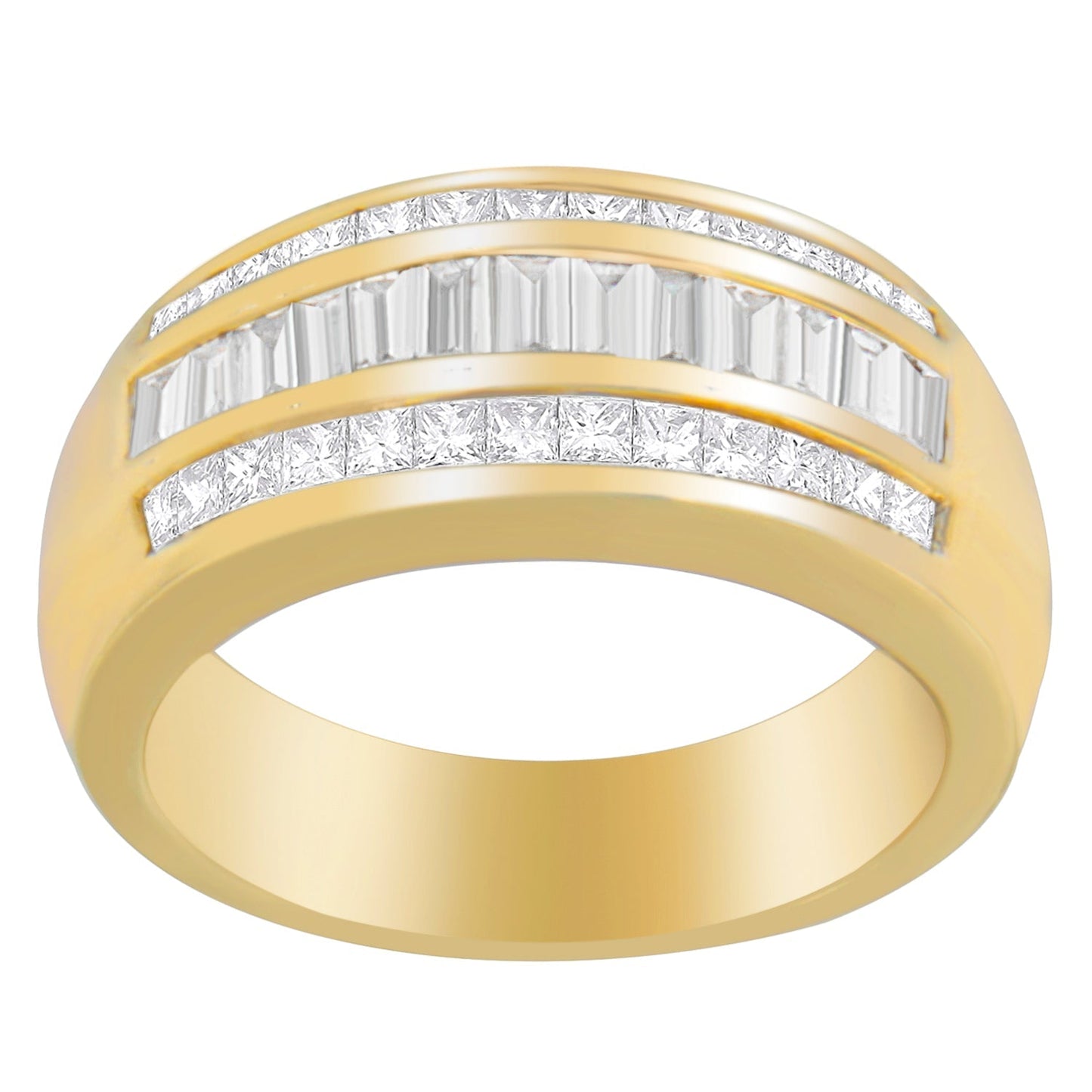14K Yellow Gold 1ct. TDW Princess and Baguette-Cut Diamond Ring(H-I, SI1-SI2) Bids.com