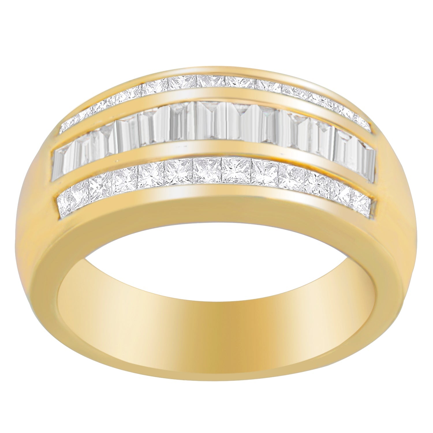 14K Yellow Gold 1ct. TDW Princess and Baguette-Cut Diamond Ring(H-I, SI1-SI2) Bids.com