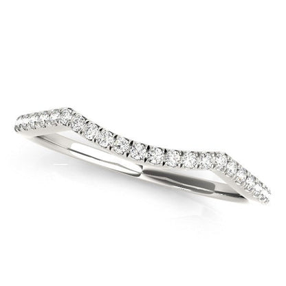 14k White Gold Diamond Pave Set Curved Wedding Band (1/8 cttw) Bids.com