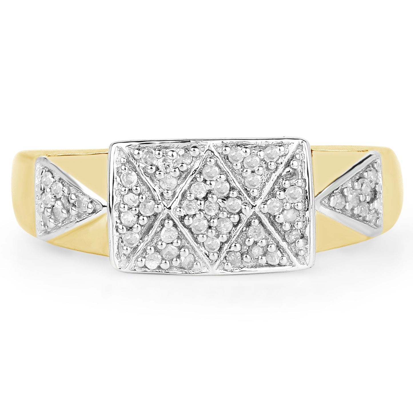 14K Yellow Gold Plated 0.21 Carat Genuine White Diamond .925 Sterling Silver Ring Bids.com