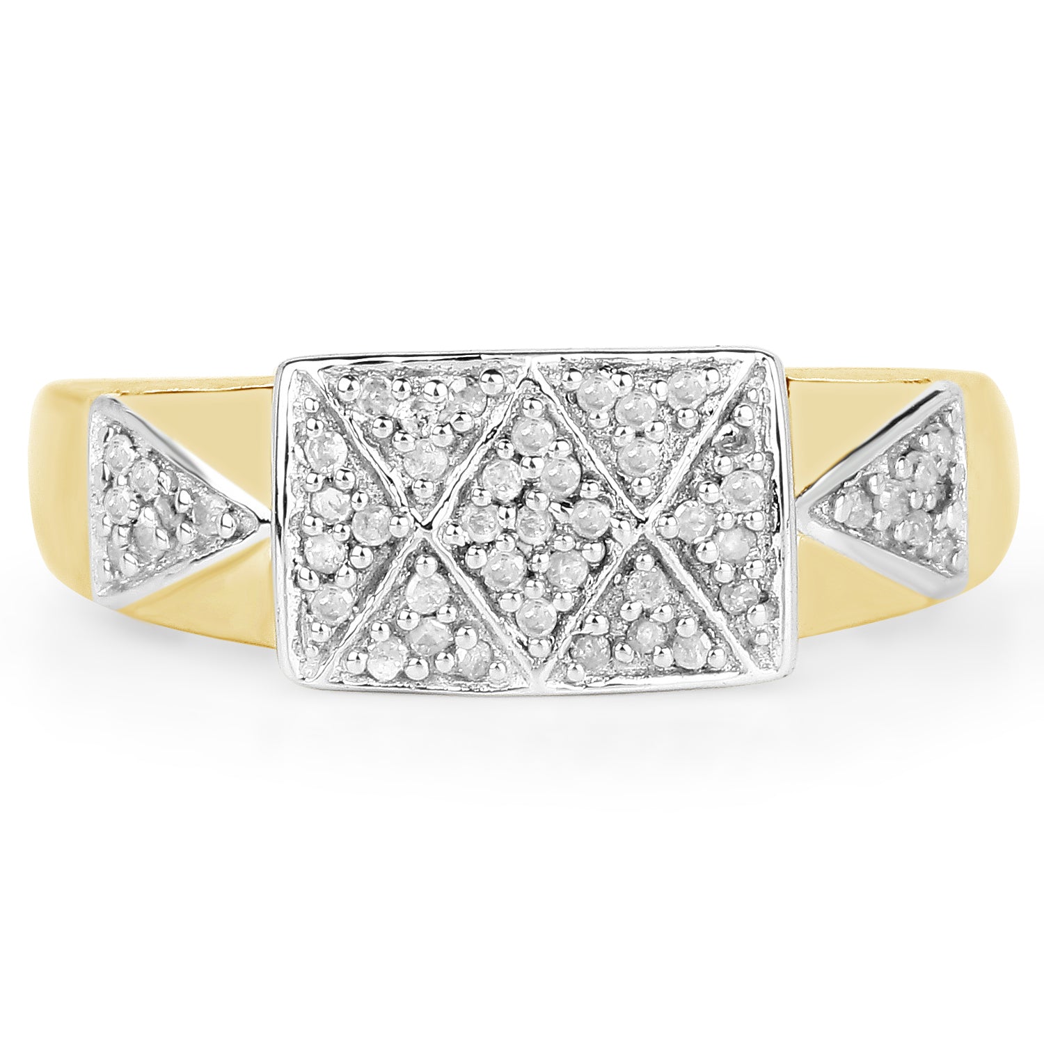 14K Yellow Gold Plated 0.21 Carat Genuine White Diamond .925 Sterling Silver Ring Bids.com