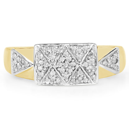 14K Yellow Gold Plated 0.21 Carat Genuine White Diamond .925 Sterling Silver Ring Bids.com