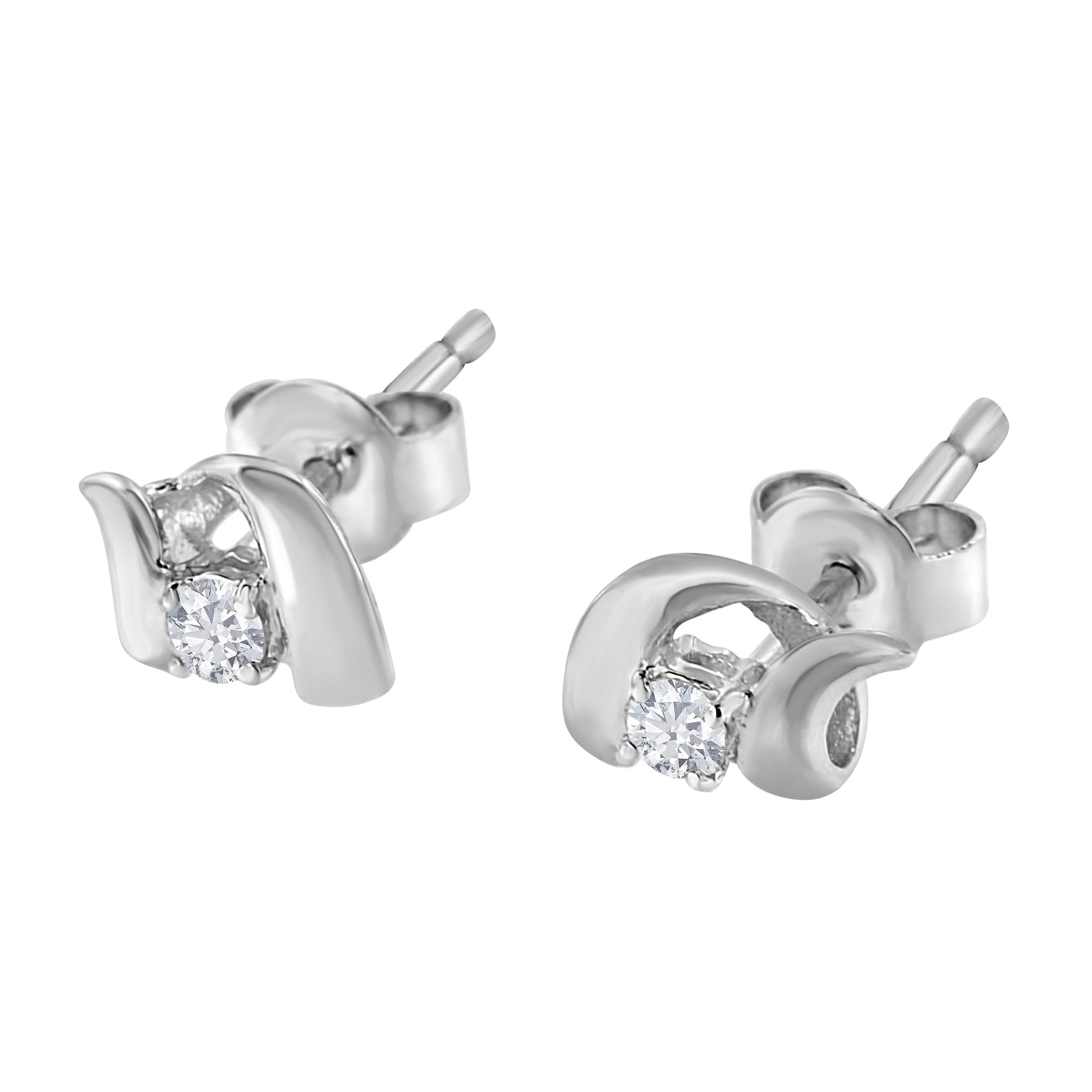 .925 Sterling Silver Round Cut Diamond Fashion Stud Earrings (0.10 cttw, I-J Color, I2-I3 Clarity) Bids.com