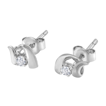 .925 Sterling Silver Round Cut Diamond Fashion Stud Earrings (0.10 cttw, I-J Color, I2-I3 Clarity) Bids.com