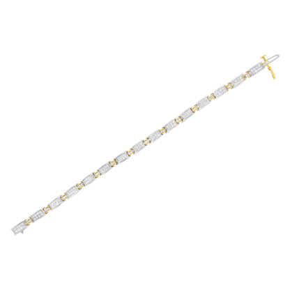 14K Two-Tone Gold Princess and Baguette-Cut Diamond Link Bracelet (3.00 cttw, H-I Color, SI1-SI2 Clarity) Bids.com