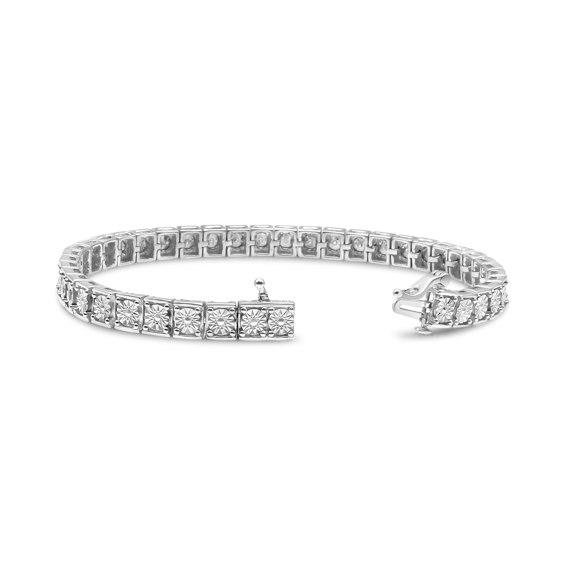 .925 Sterling Silver 1/4 Cttw Diamond Link Bracelet (I-J Color, I2-I3 Clarity) - Size 7.25" Bids.com