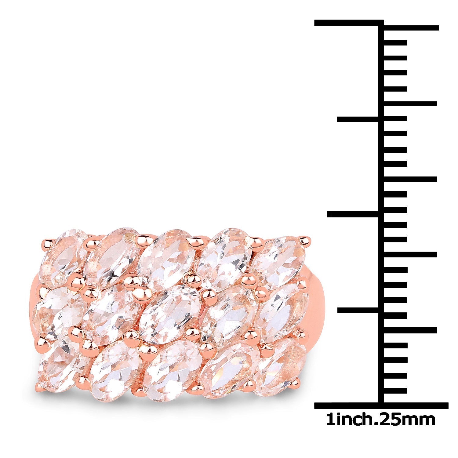 14K Rose Gold Plated 3.30 Carat Genuine Morganite .925 Sterling Silver Ring Bids.com