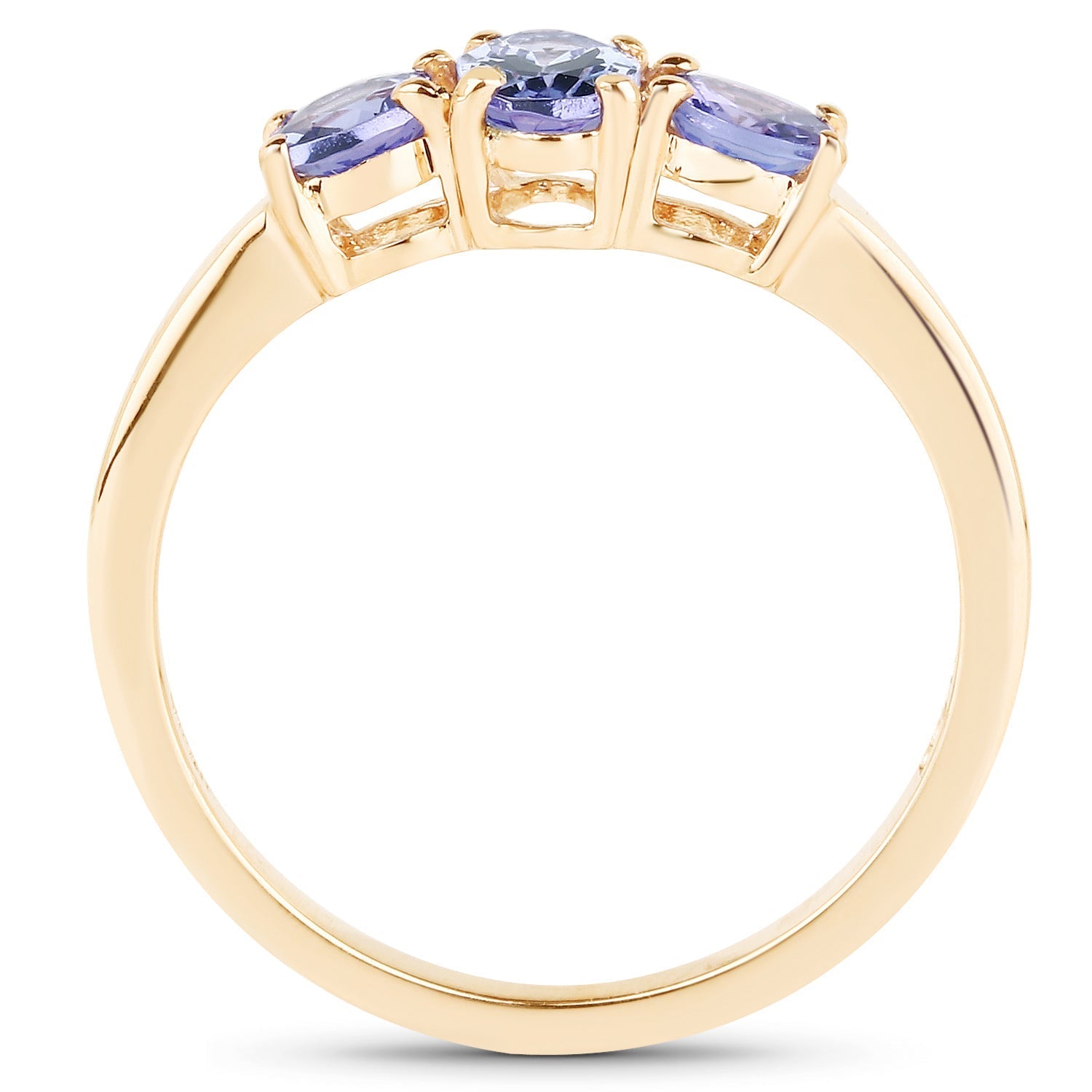 18K Yellow Gold Plated 0.90 Carat Genuine Tanzanite .925 Sterling Silver Ring Bids.com