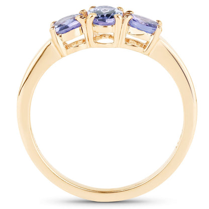 18K Yellow Gold Plated 0.90 Carat Genuine Tanzanite .925 Sterling Silver Ring Bids.com