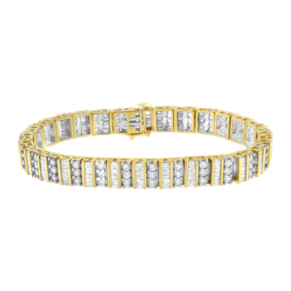 14K Yellow Gold 5.50 Cttw Round and Baguette Diamond Link Bracelet Bids.com