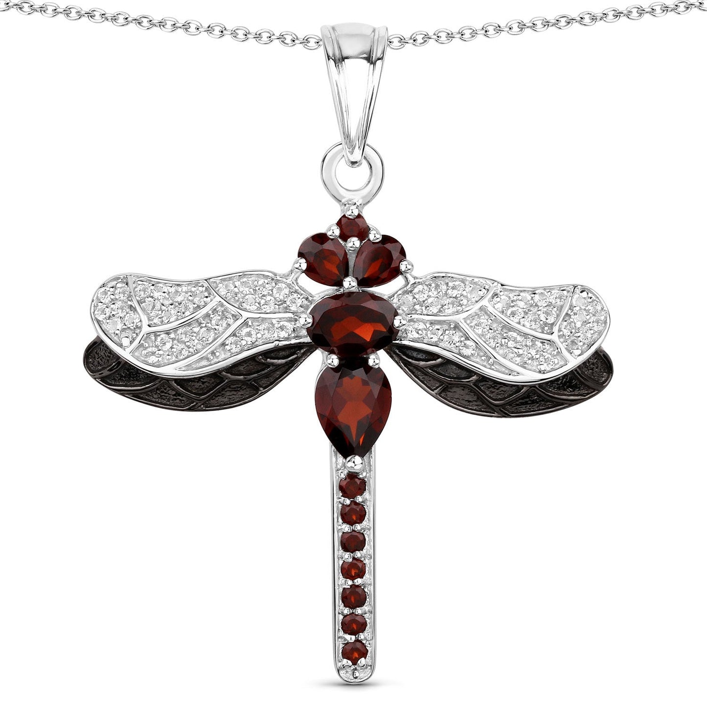 2.29 Carat Genuine Garnet and White Topaz .925 Sterling Silver Pendant Bids.com