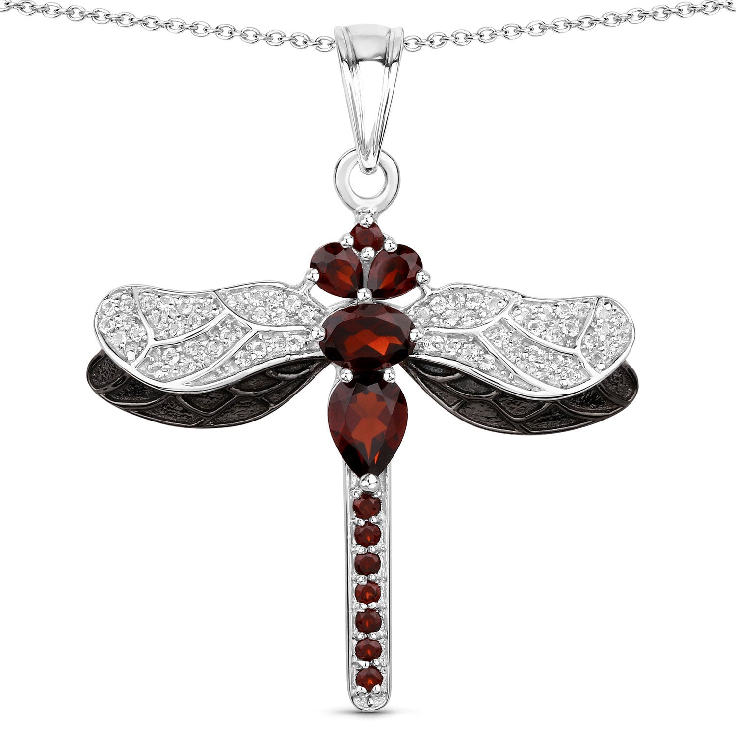 2.29 Carat Genuine Garnet and White Topaz .925 Sterling Silver Pendant Bids.com