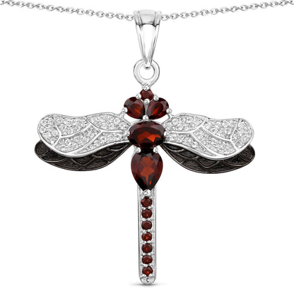 2.29 Carat Genuine Garnet and White Topaz .925 Sterling Silver Pendant Bids.com