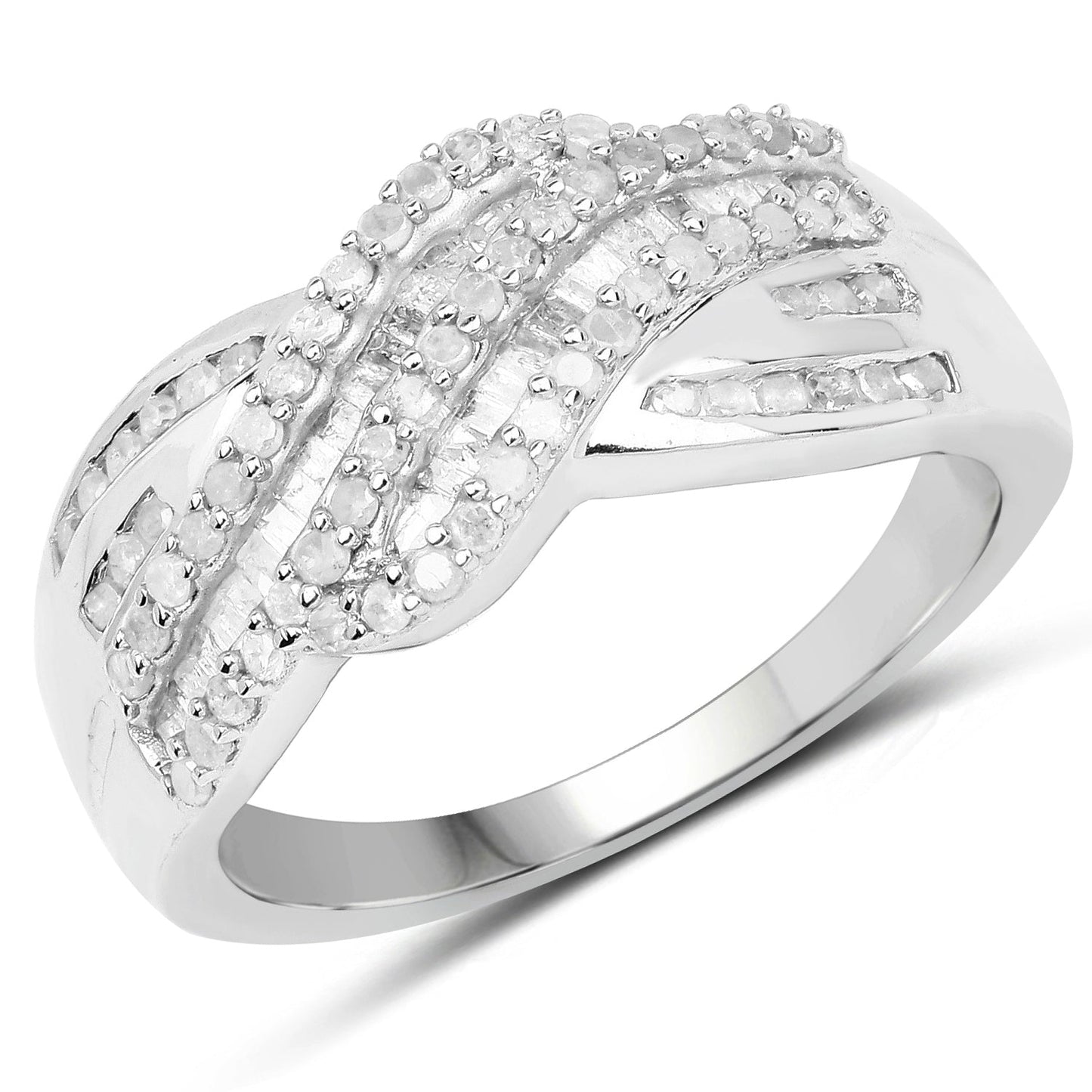0.64 Carat Genuine White Diamond .925 Sterling Silver Ring Bids.com