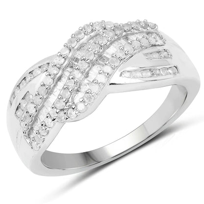 0.64 Carat Genuine White Diamond .925 Sterling Silver Ring Bids.com
