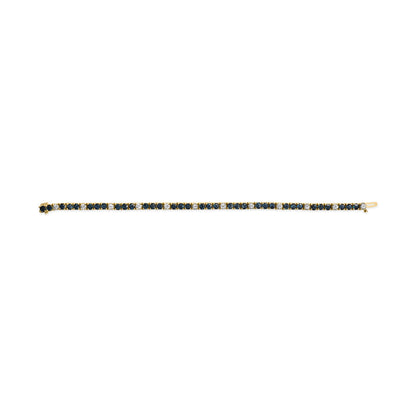 18K Yellow Gold Alternating 1 1/5 Cttw Diamond and 3X3 MM Blue Sapphire Tennis Bracelet (G-H Color, VS1-VS2 Clarity) - 7" Inches Bids.com