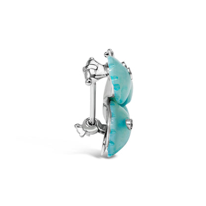 18K White Gold Blue Mother of Pearl and Diamond Accent Butterfly Pin Brooch (F-G Color, VS1-VS2 Clarity) Bids.com