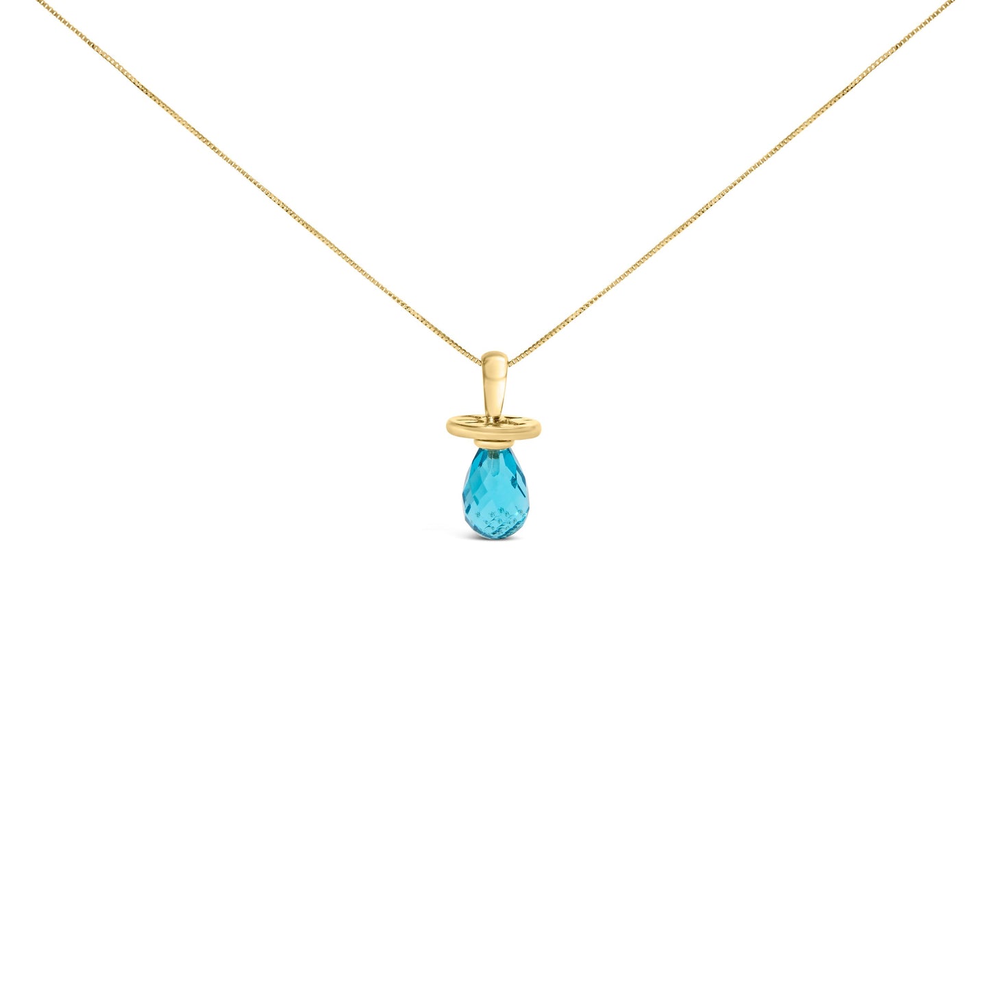 14K Yellow Gold and Blue Quartz Pacifier Pendant Necklace - 18" Inches Bids.com