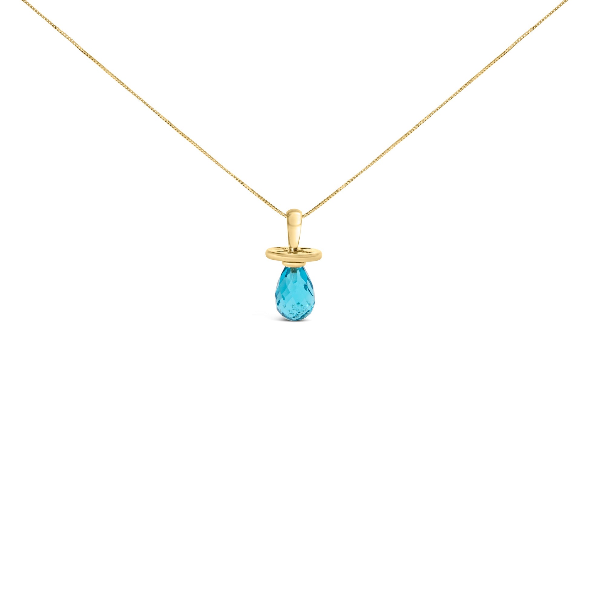 14K Yellow Gold and Blue Quartz Pacifier Pendant Necklace - 18" Inches Bids.com