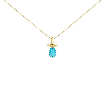 14K Yellow Gold and Blue Quartz Pacifier Pendant Necklace - 18" Inches Bids.com