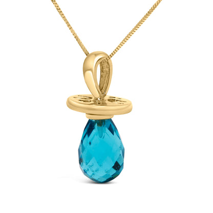 14K Yellow Gold and Blue Quartz Pacifier Pendant Necklace - 18" Inches Bids.com