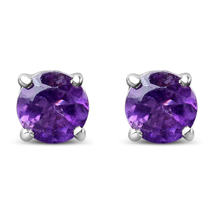.925 Sterling Silver 3.5 MM Created Round Red Garnet Solitaire Stud Earrings Bids.com