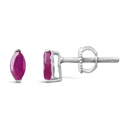 .925 Sterling Silver 1/2 Cttw Created Pink Ruby Gemstone Solitaire Stud Earrings Bids.com