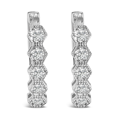 14K Gold 1/2 Cttw Diamond Earring Zig-Zagging Geometric Hoop Earrings (G-H Color, SI1-SI2) Bids.com