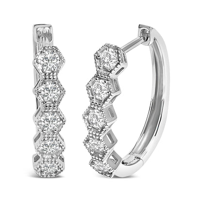 14K Gold 1/2 Cttw Diamond Earring Zig-Zagging Geometric Hoop Earrings (G-H Color, SI1-SI2) Bids.com