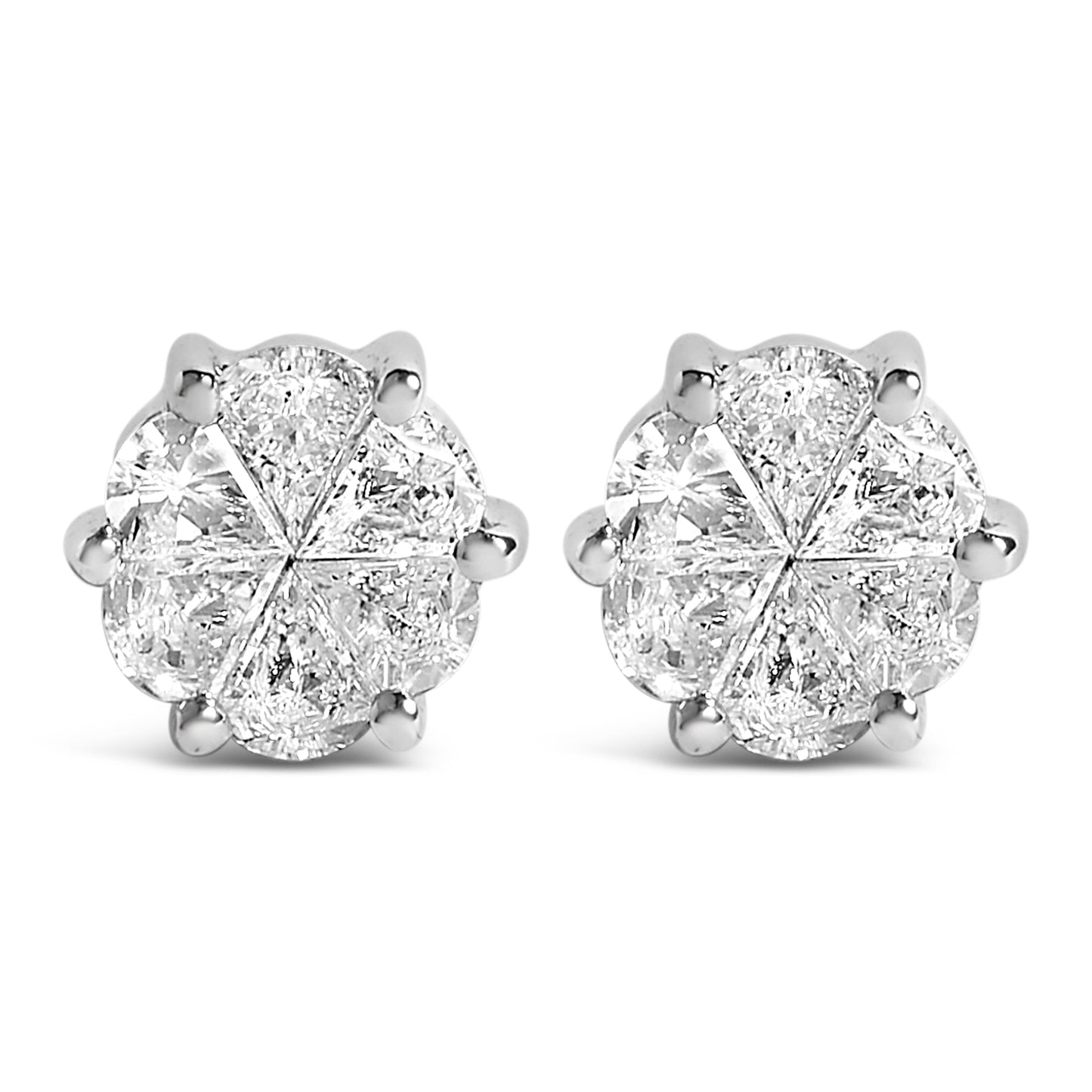 14K White Gold 1.00 Cttw Pie Cut Diamond Solitaire Style Stud Earring (H-I Color, SI1-SI2 Clarity) Bids.com
