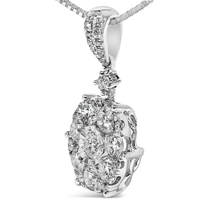 14K White Gold 1 1/5 Cttw Diamond Composite Cluster Pendant Necklace (F-G Color, VS2-SI1 Clarity) - 18" Inches Bids.com
