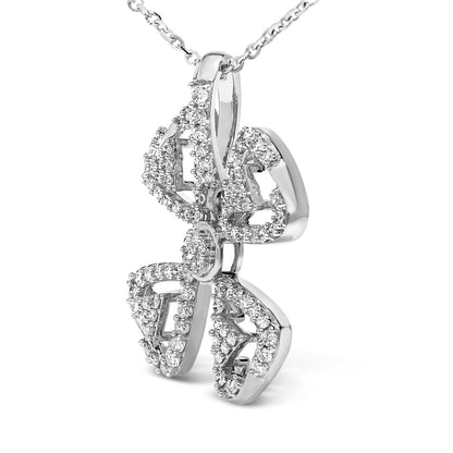 14K White Gold 5/8 Cttw Diamond 4 Leaf Floral Pendant Necklace (H-I Color, I1-I2 Clarity) - 18" Inches Bids.com