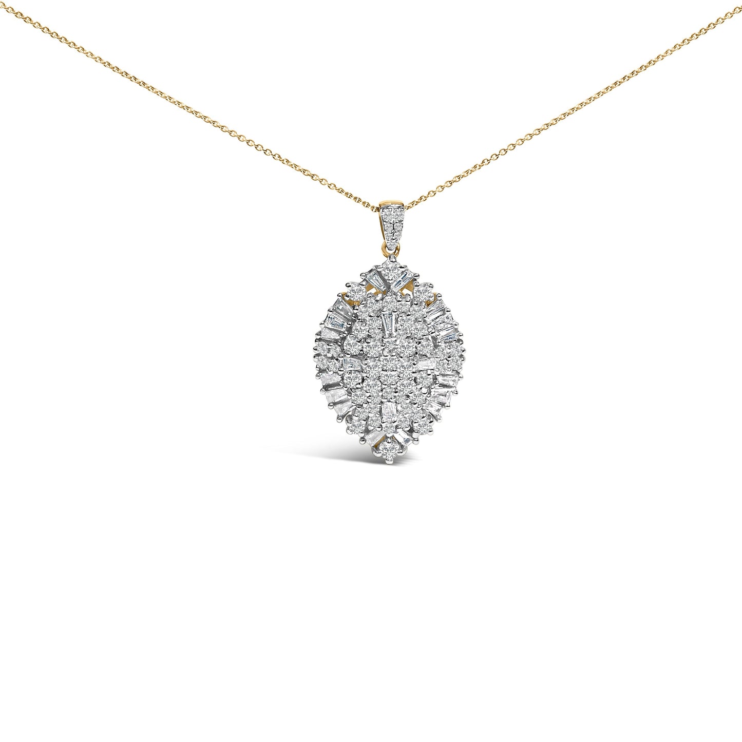 14K White and Yellow Gold 2.00 Cttw Diamond Cluster Pear Shaped Pendant Necklace (G-H Color, SI2-I1 Clarity) -20" Inches Bids.com