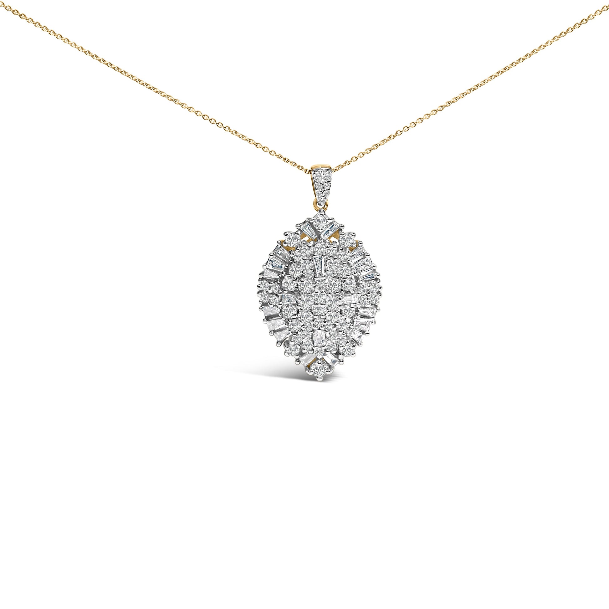 14K White and Yellow Gold 2.00 Cttw Diamond Cluster Pear Shaped Pendant Necklace (G-H Color, SI2-I1 Clarity) -20" Inches Bids.com