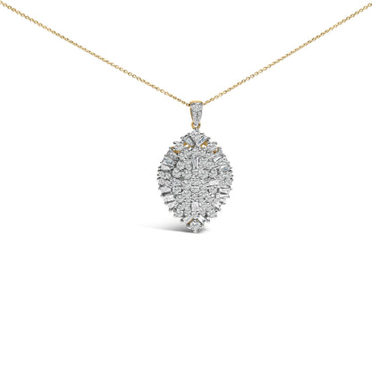 14K White and Yellow Gold 2.00 Cttw Diamond Cluster Pear Shaped Pendant Necklace (G-H Color, SI2-I1 Clarity) -20" Inches Bids.com
