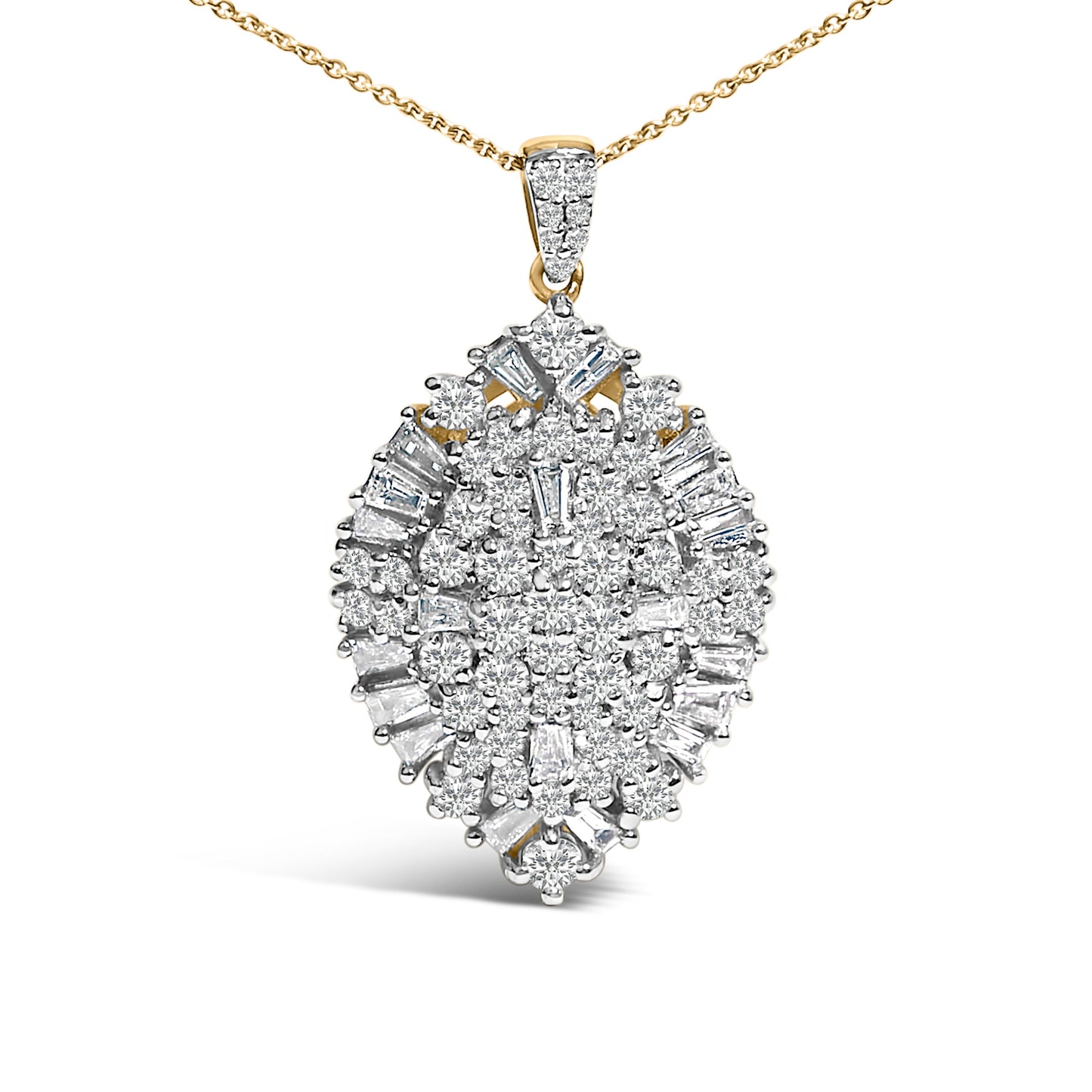 14K White and Yellow Gold 2.00 Cttw Diamond Cluster Pear Shaped Pendant Necklace (G-H Color, SI2-I1 Clarity) -20" Inches Bids.com