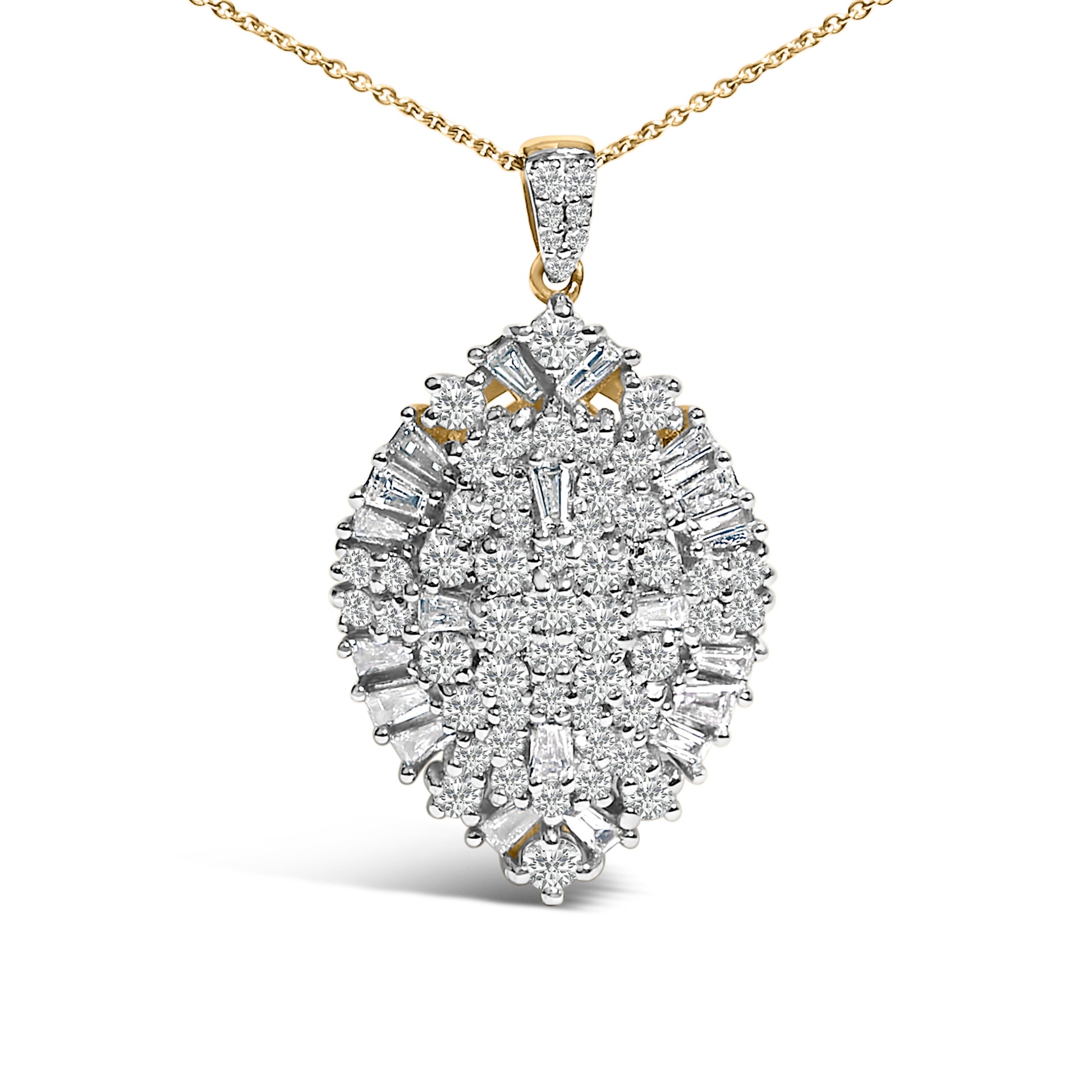 14K White and Yellow Gold 2.00 Cttw Diamond Cluster Pear Shaped Pendant Necklace (G-H Color, SI2-I1 Clarity) -20" Inches Bids.com