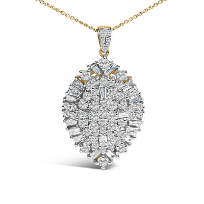 14K White and Yellow Gold 2.00 Cttw Diamond Cluster Pear Shaped Pendant Necklace (G-H Color, SI2-I1 Clarity) -20" Inches Bids.com