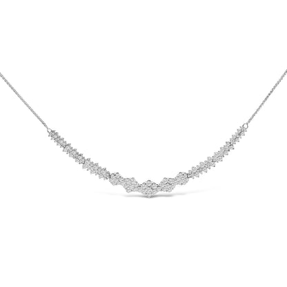 14K White Gold 2.00 Cttw Diamond Composite Cluster Bar Necklace (H-I Color, I2-I3 Clarity) - 18" Inches Bids.com