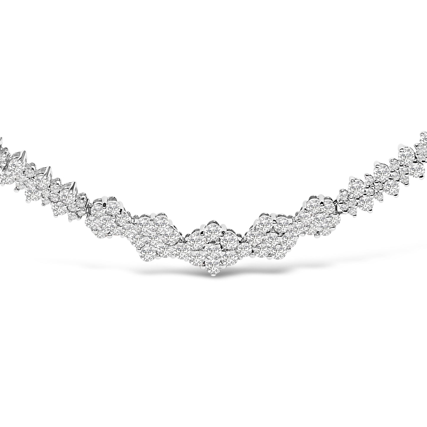 14K White Gold 2.00 Cttw Diamond Composite Cluster Bar Necklace (H-I Color, I2-I3 Clarity) - 18" Inches Bids.com