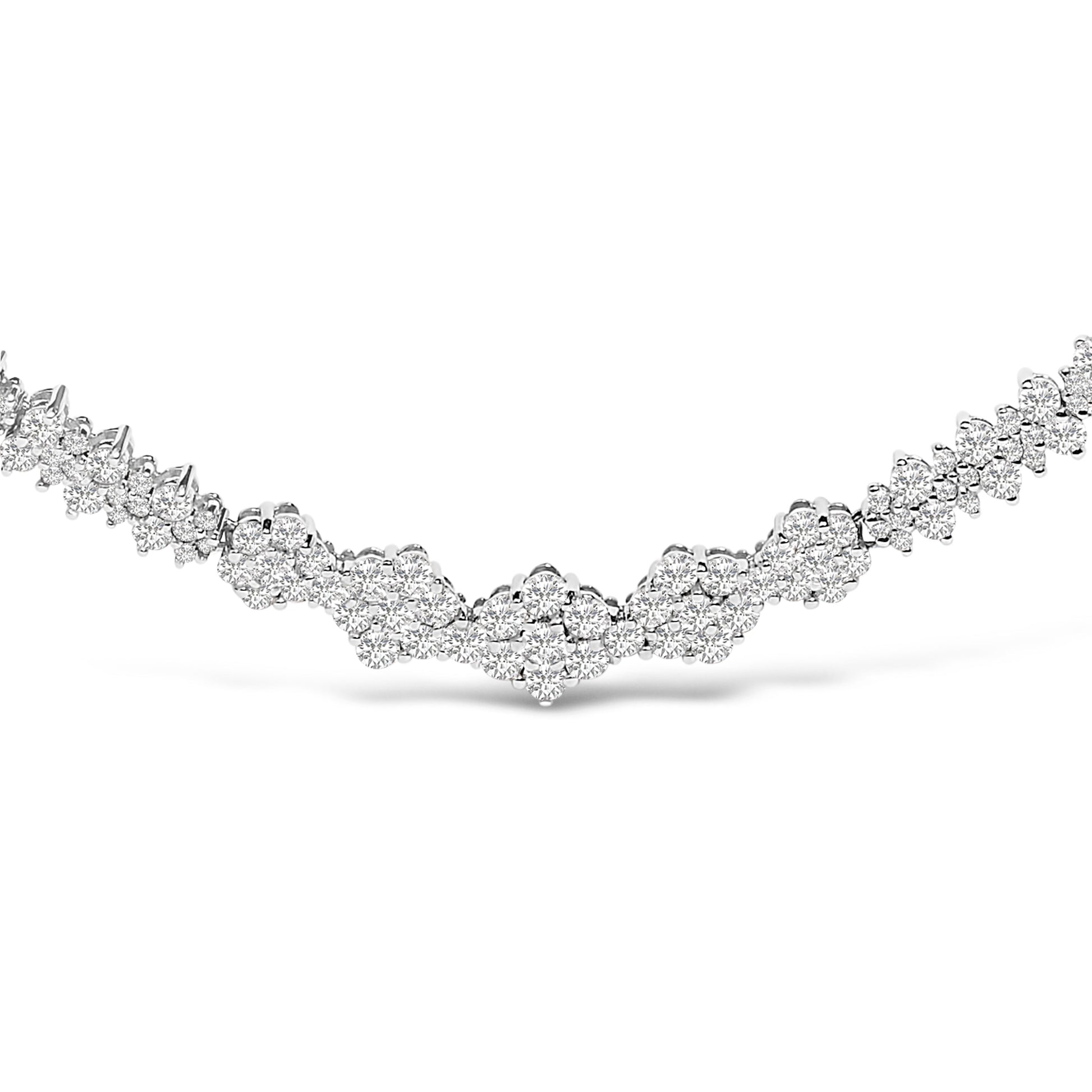 14K White Gold 2.00 Cttw Diamond Composite Cluster Bar Necklace (H-I Color, I2-I3 Clarity) - 18" Inches Bids.com