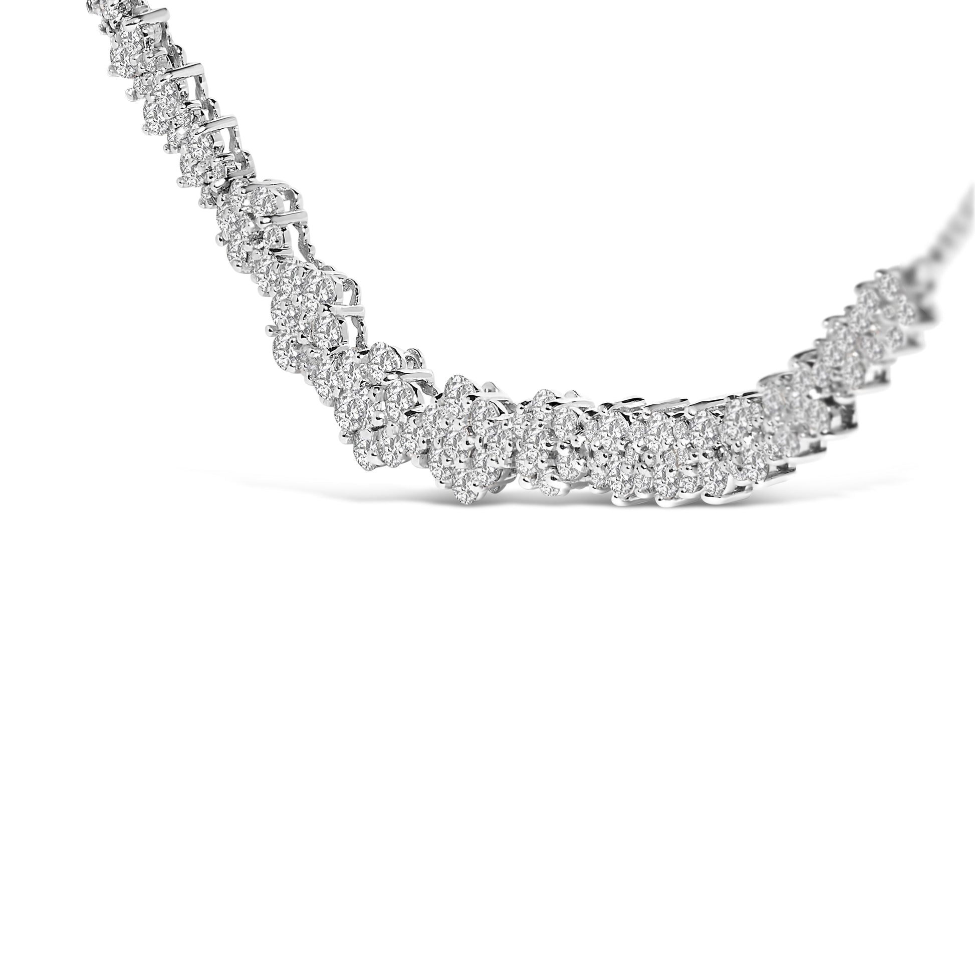 14K White Gold 2.00 Cttw Diamond Composite Cluster Bar Necklace (H-I Color, I2-I3 Clarity) - 18" Inches Bids.com