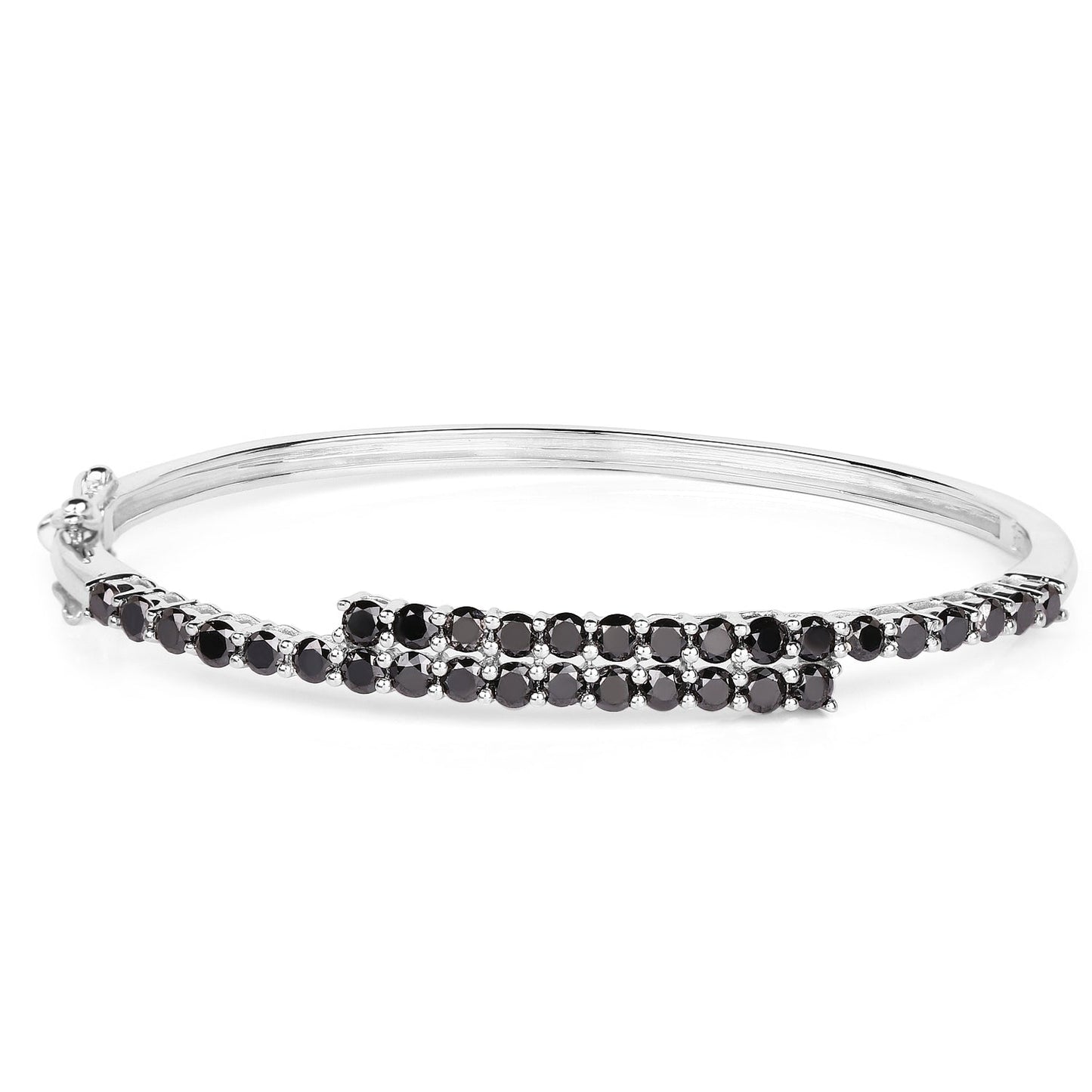 4.00 Carat Genuine Black Diamond .925 Sterling Silver Bangle Bids.com