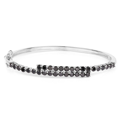4.00 Carat Genuine Black Diamond .925 Sterling Silver Bangle Bids.com